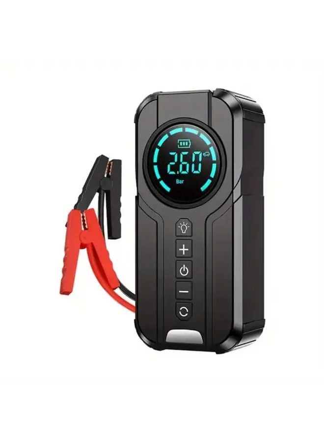 Black 150psi Car Jump Starter with Air Compressor Tire Inflator USB Type C Power Supply - Image 1